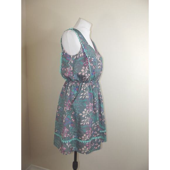 Jessica Simpson Summer DRESS - Size 6 - Gray Floral Lined Sleeveless Pockets - Picture 6 of 8